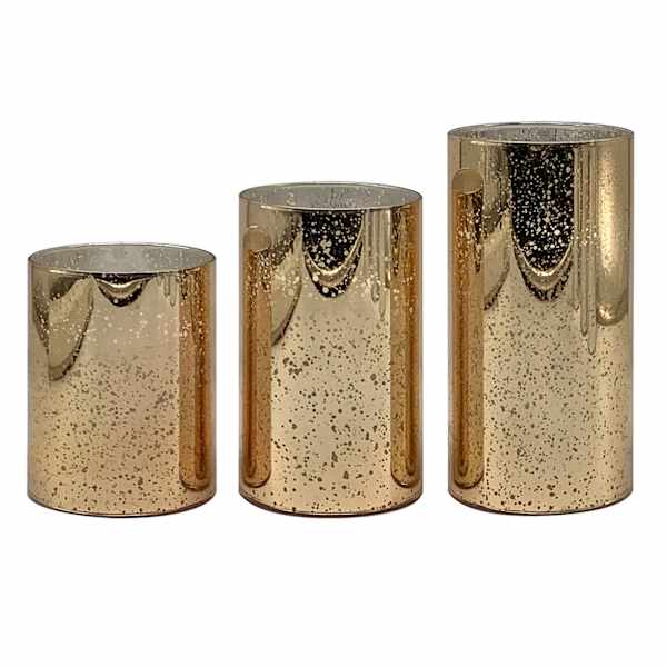 Providence 3-Pack Gold Mercury Glass LED Pillar Candles