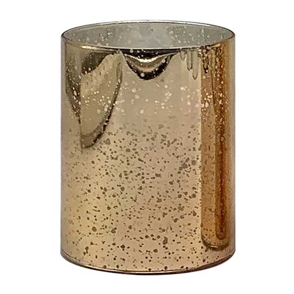 Providence Gold Mercury Glass LED Pillar Candle, 3x4