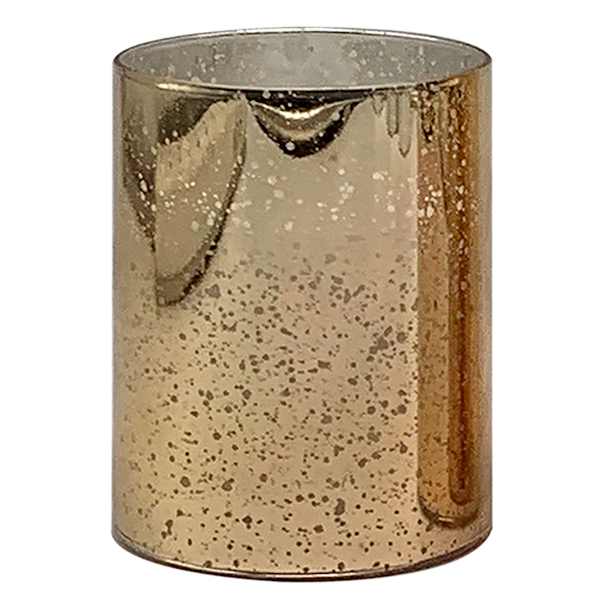 Providence Gold Mercury Glass LED Pillar Candle, 3x4