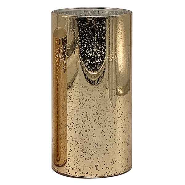 Providence Gold Mercury Glass LED Pillar Candle, 3x6