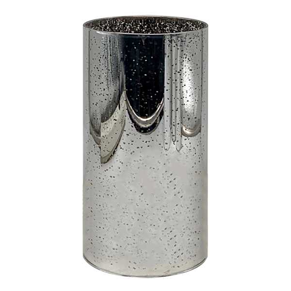 Providence Silver Mercury Glass LED Pillar Candle, 4x8