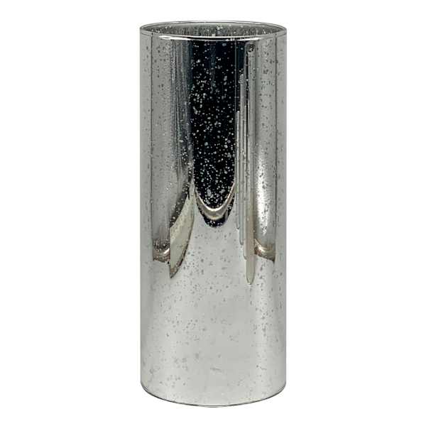 Providence Silver Mercury Glass LED Pillar Candle, 4x10