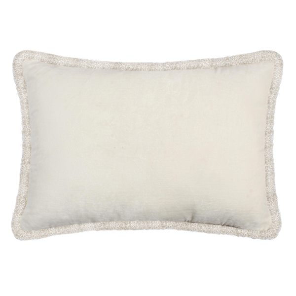 Providence White Velvet Throw Pillow with Fringe, 14x20