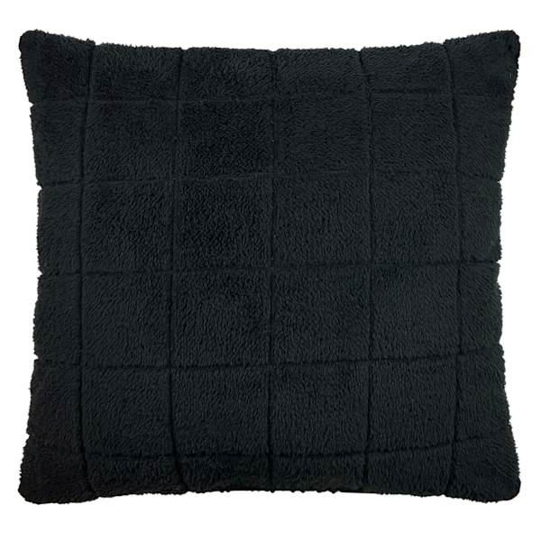 Honeybloom Black Faux Fur Check Throw Pillow, 18"