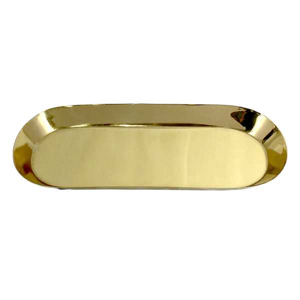 Gold Metal Oval Decorative Tray, 9x4