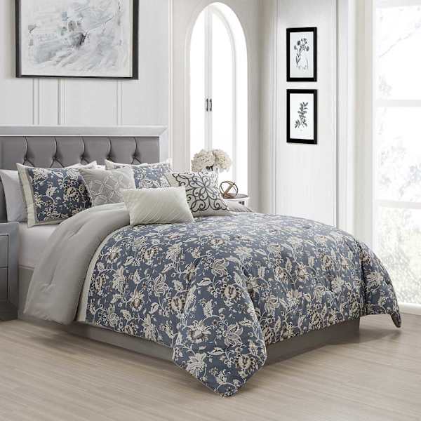 7-Piece Brighton Multicolor Floral Design Comforter Set, King