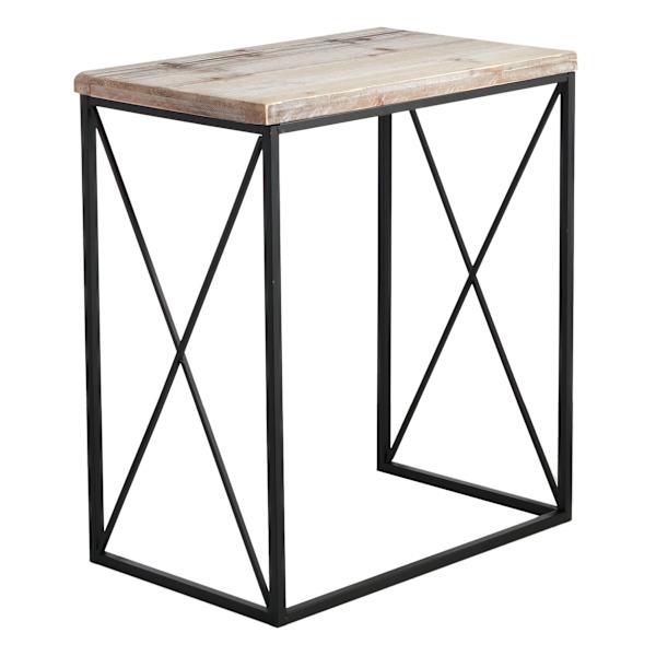 Metal X-Side Table with Wood Top, Large