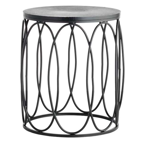 Providence Black Wood & Metal Drum Table, 18"