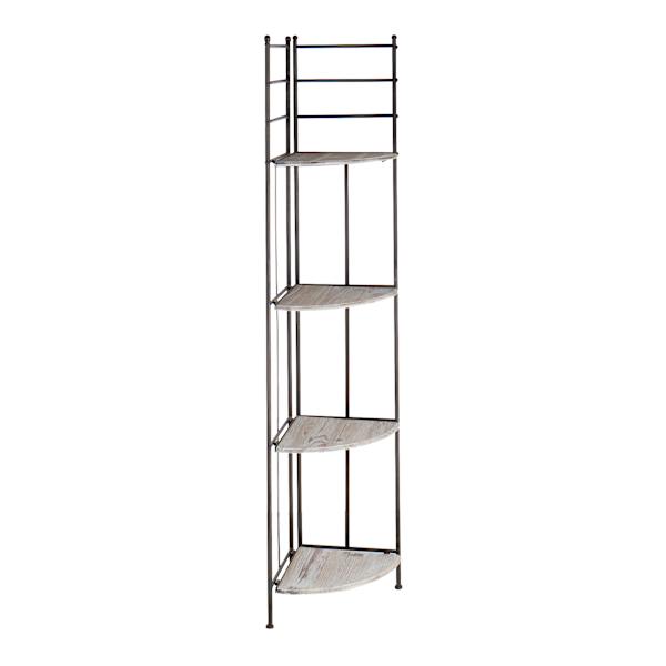 Providence Metal Corner Rack with Folding Wood-Top Shelves, 63"