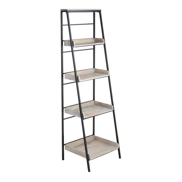 Black Metal Folding Rack with Wood Tray Layer