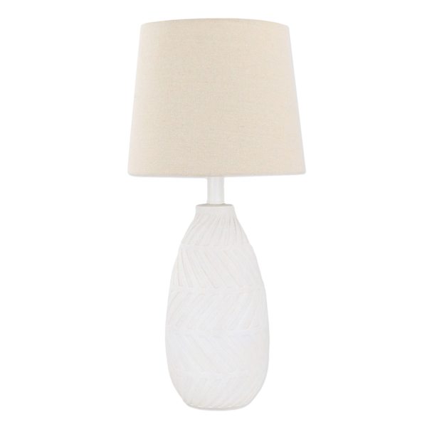 White Medium Table Lamp with Shade, 24"