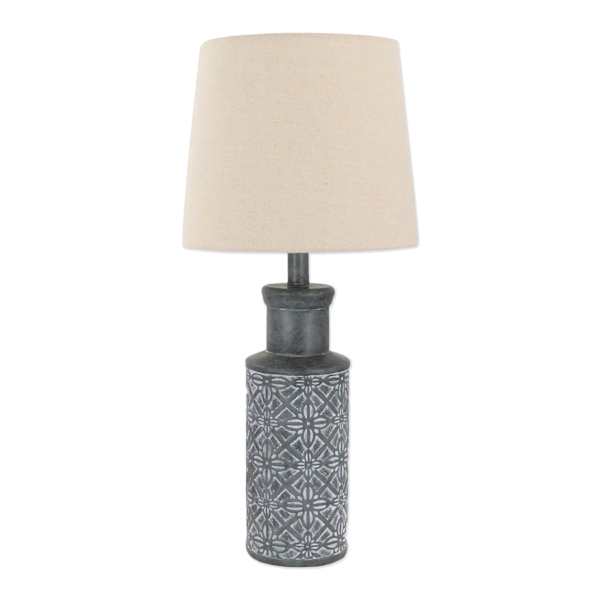 Distressed Grey Medium Table Lamp with Shade, 24"