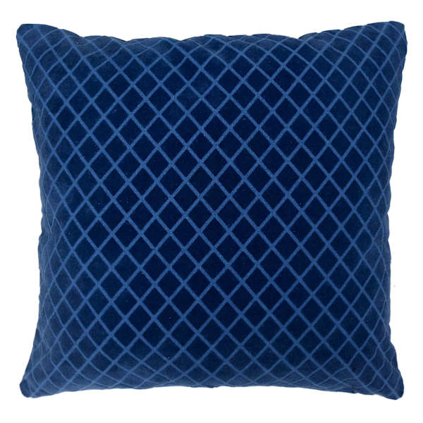 Providence Blue Diamond Velvet Throw Pillow, 18"