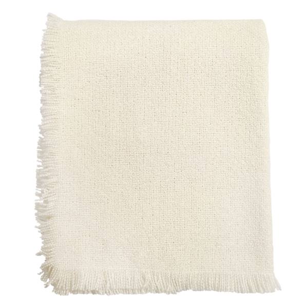 White Raw Edge Woven Throw Blanket, 50x60