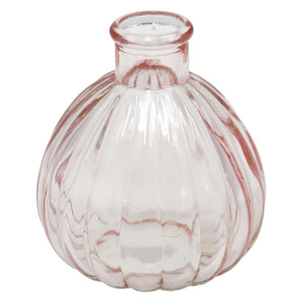 Pink Striped Glass Bud Vase, 4"