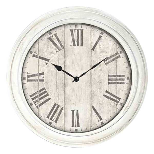 White Wash Roman Numeral Round Wall Clock, 16"