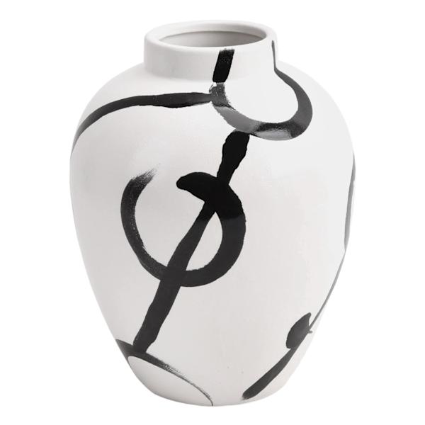 Crosby St. Black & White Artistic Ceramic Vase, 10"