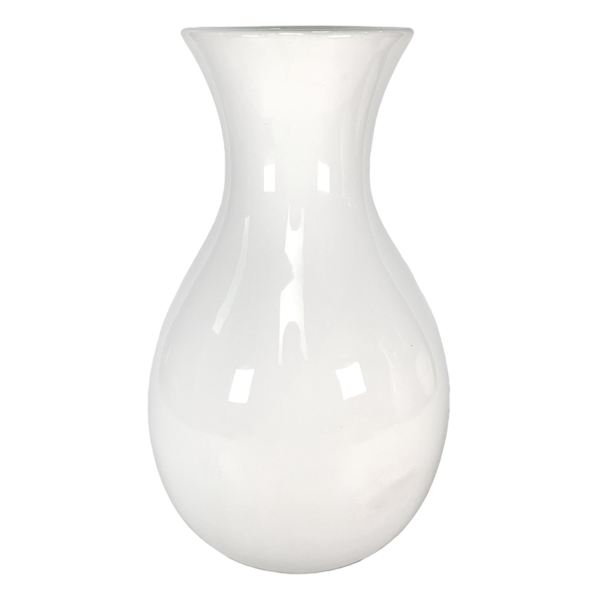 Providence White Ceramic Vase, 10"