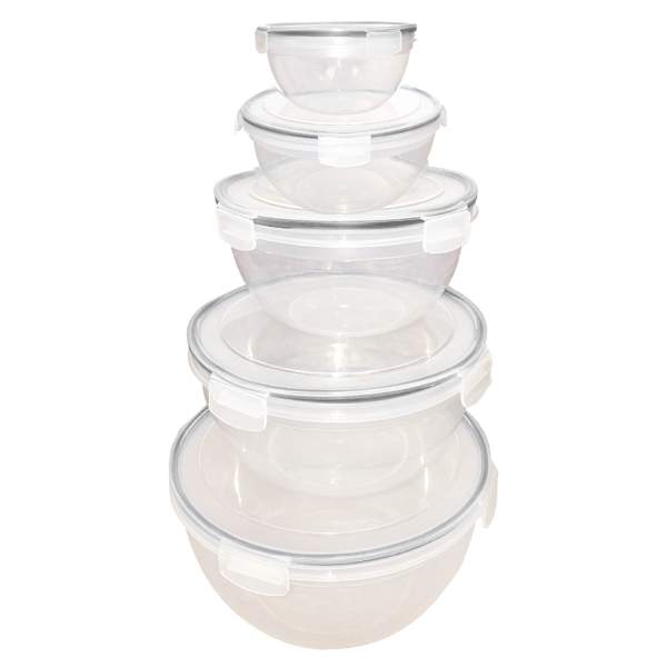Farberware 10-Piece Round Food Storage Container Set, Grey