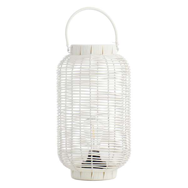 Found & Fable White Faux Wicker Barrel LED Outdoor Lantern, Large