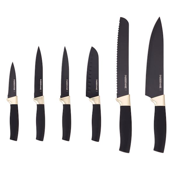 Farberware 12-Piece Black with Brass Kitchen Knife Set