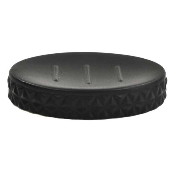 Crosby St. Matte Black Biker Textured Soap Dish, 5.8"
