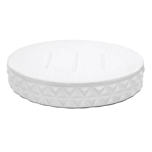 Crosby St. White Biker Textured Soap Dish, 5.8"