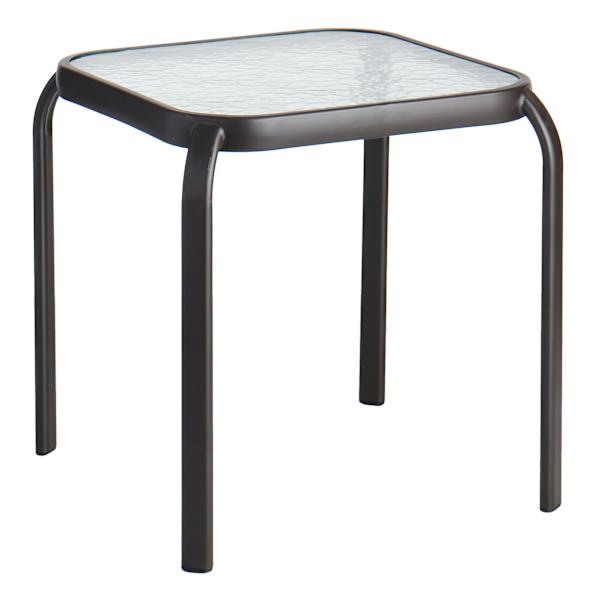 Brown Square Steel Patio Table, 16"