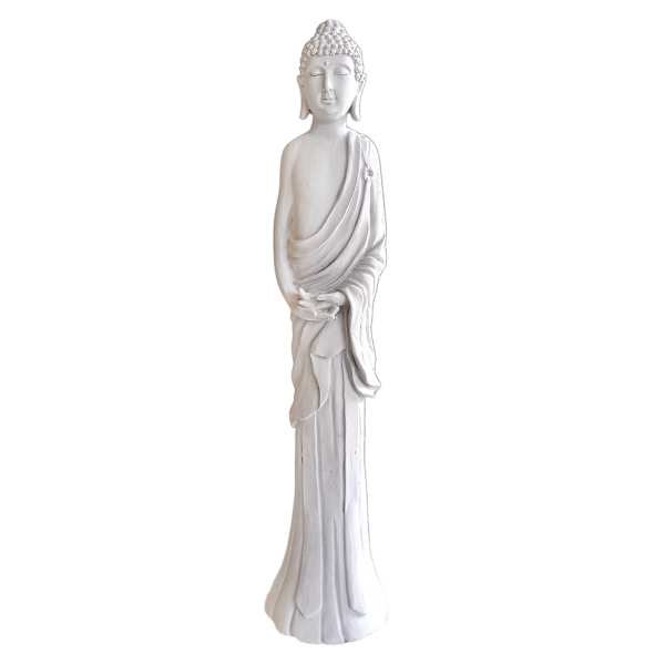 Found & Fable Matte White Buddha Figurine, 17"