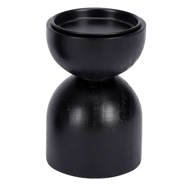 Tracey Boyd Black Wood Pillar Candle Holder, 6"