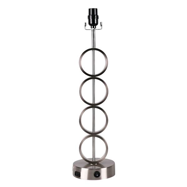 Silver Metal Stack Orb USB Large Table Lamp Base, 23"