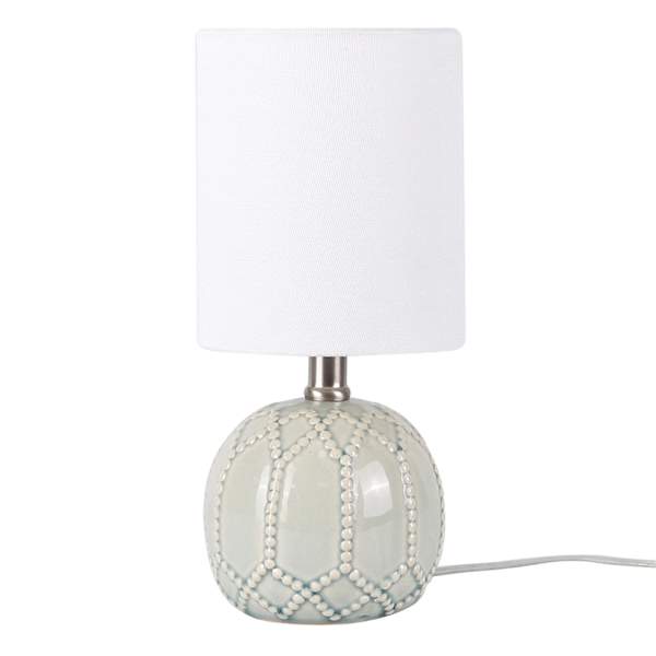 Light Blue Ceramic Mini Table Lamp with Shade, 13"