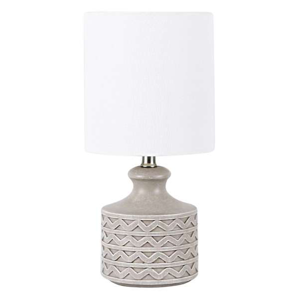 Found & Fable Grey Tribal Mini Table Lamp with Shade, 13"