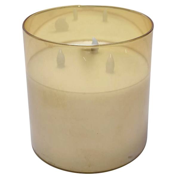 Honeybloom Amber Glass LED Pillar Candle with Timer, 6"