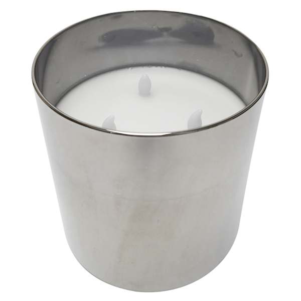 Honeybloom Smoke Grey Glass LED Pillar Candle with Timer, 6"