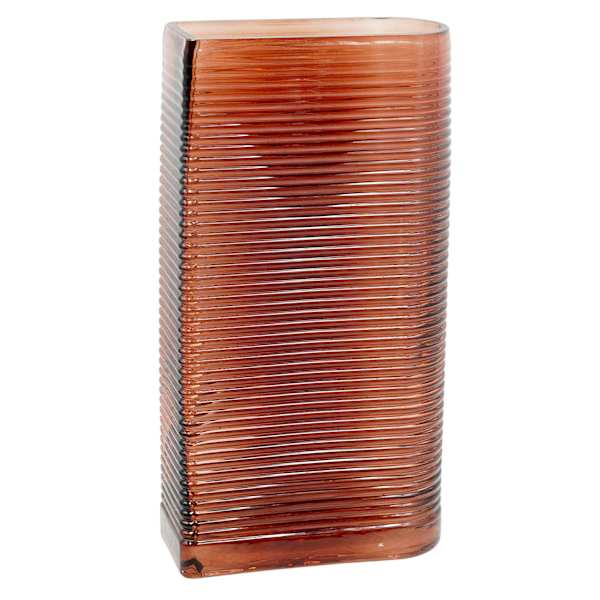 Crosby St. Red Ribbed Glass Vase, 6.5x11.8"