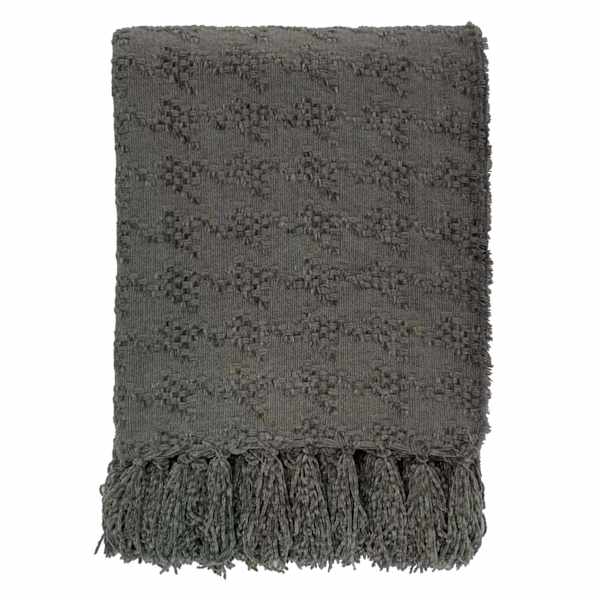 Crosby St. Grey Jacquard Woven Throw Blanket, 50x60