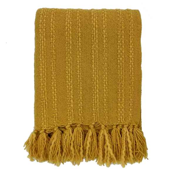 Honeybloom Yellow Striped Woven Throw Blanket, 50x60