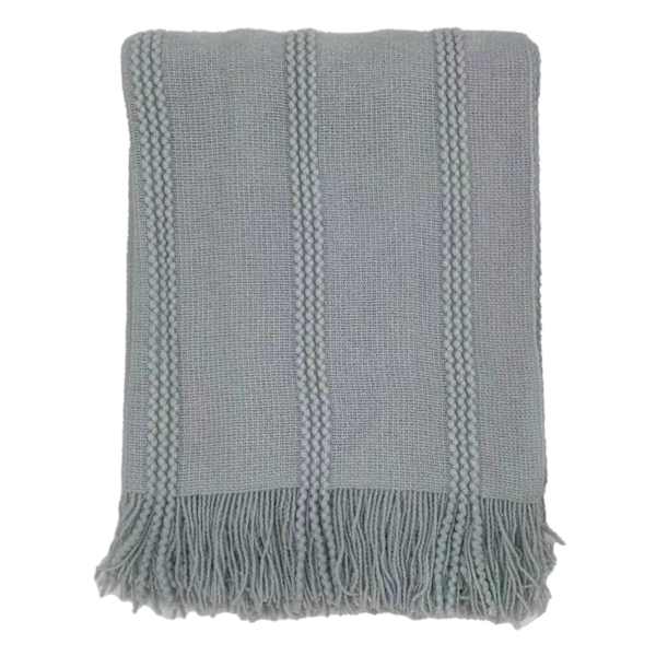 Providence Blue Striped Knit Throw Blanket, 50x60