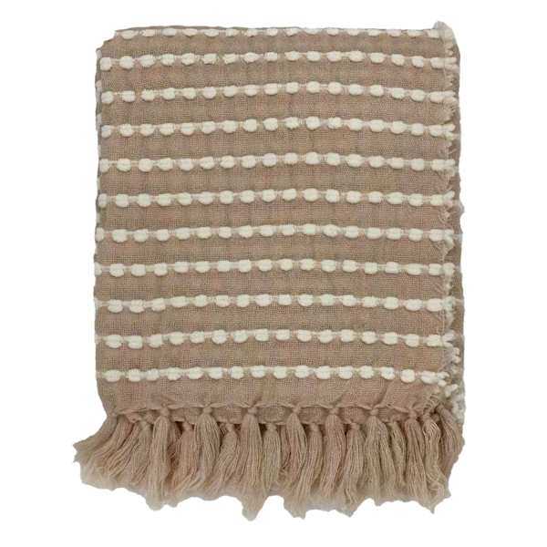Tracey Boyd Rose Chenille Striped Woven Throw Blanket, 50x60