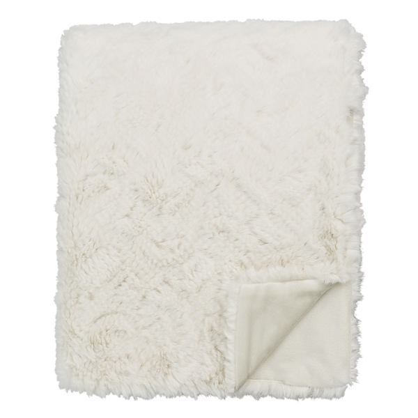 Neutral Faux Fur Plush Throw Blanket with Velboa Reverse, 50x60