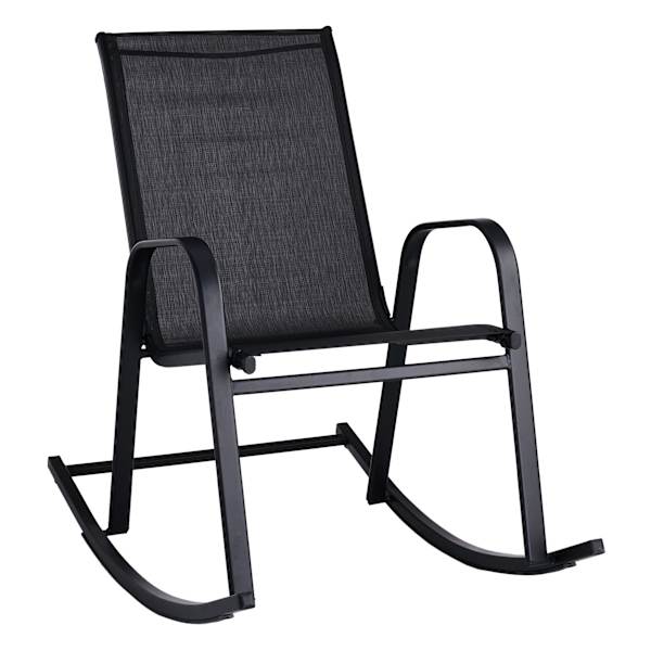 Stackable Sling Patio Rocking Chair, Black