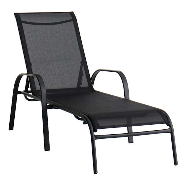 Stackable Sling Patio Chaise Lounge Chair, Black