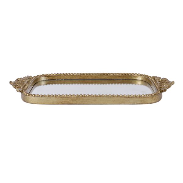Ornate Gold Mirror Tray, 15x8