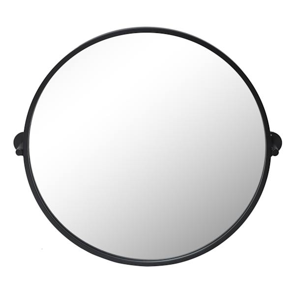 Crosby St. Floating Black Round Wall Mirror, 26x24