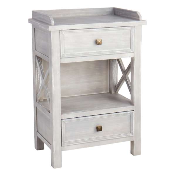 Jane X-Side Table with USB, Grey Wood