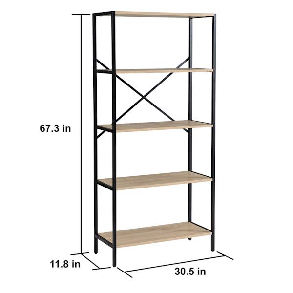 Honeybloom 4-Tier Burnaby Wood & Metal Bookshelf