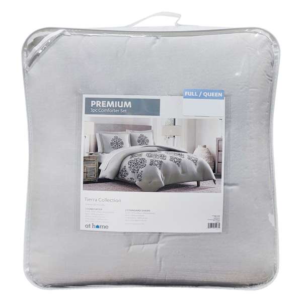 3-Piece Tierra Grey Premium Comforter Set, Queen