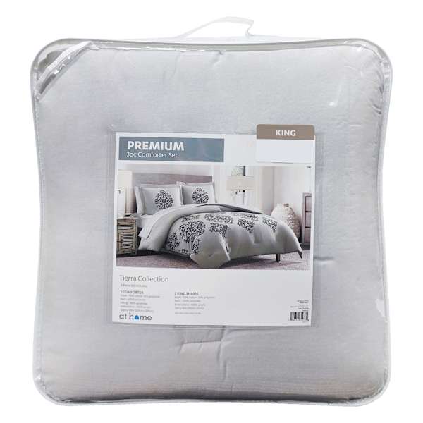 3-Piece Tierra Grey Premium Comforter Set, King