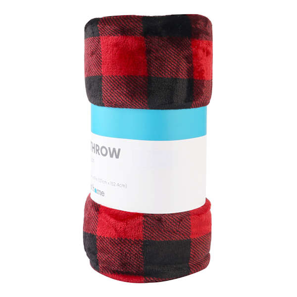 Black & Red Buffalo Plaid Plush Throw Blanket, 50x60